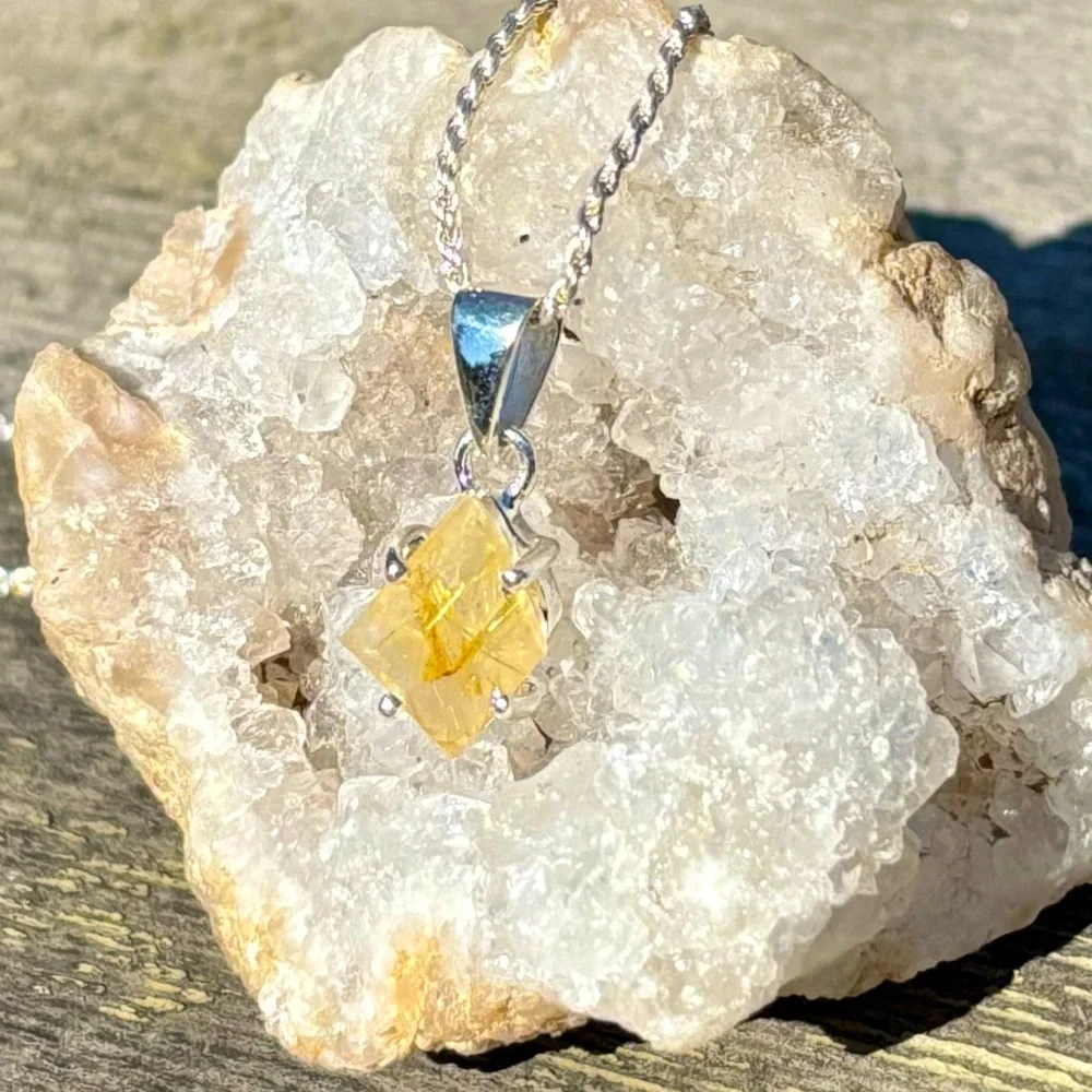 Golden Rutilated Quartz Necklace - Picture 6 of 15